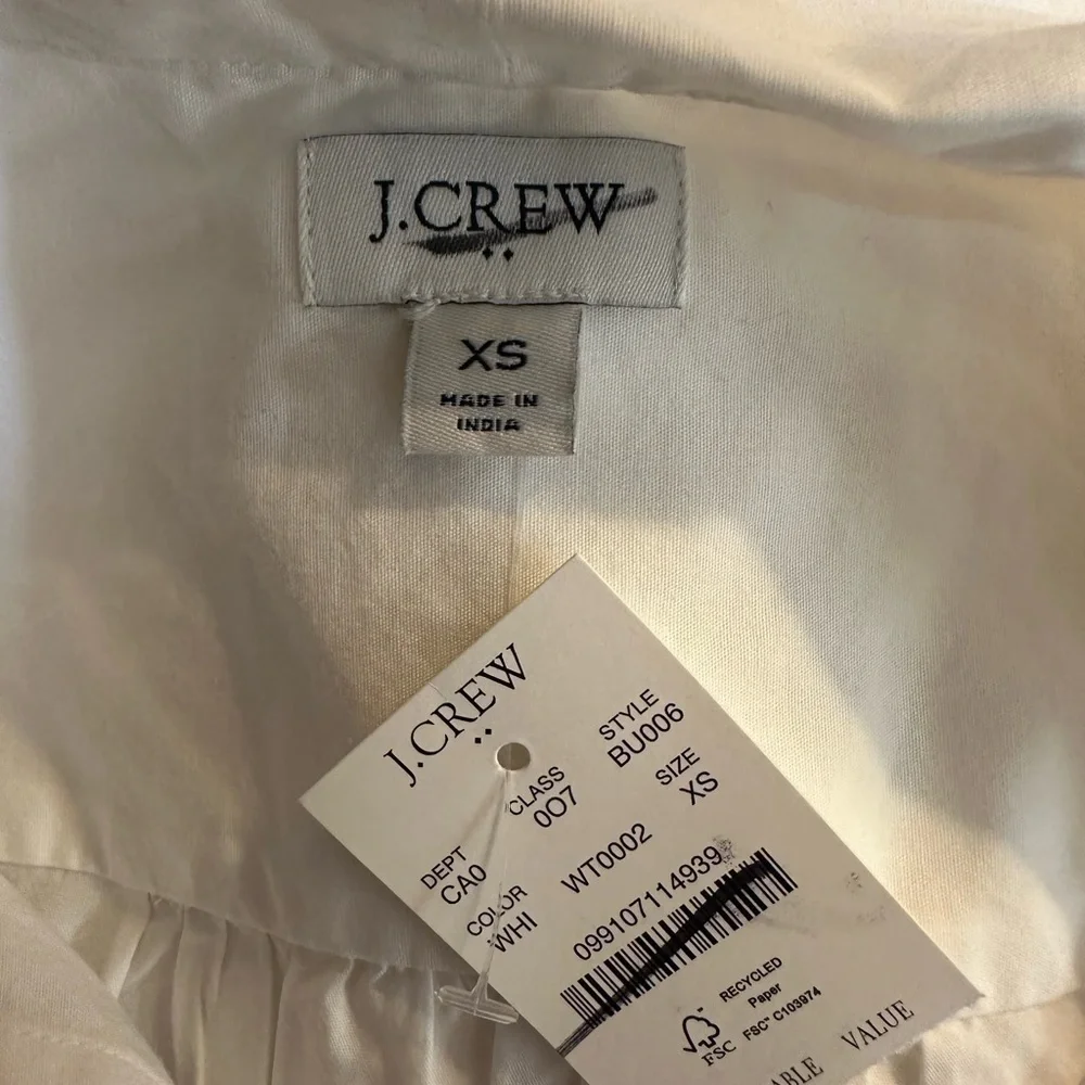 J Crew Bow Tie Neck Top White XS NWT